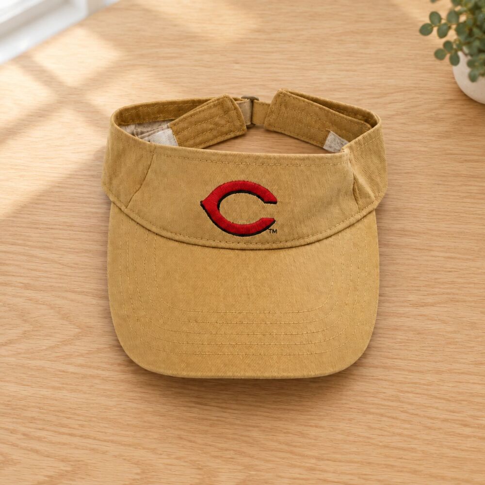 Cincinnati Reds Embroidered Khaki Adjustable Visor by Idegy